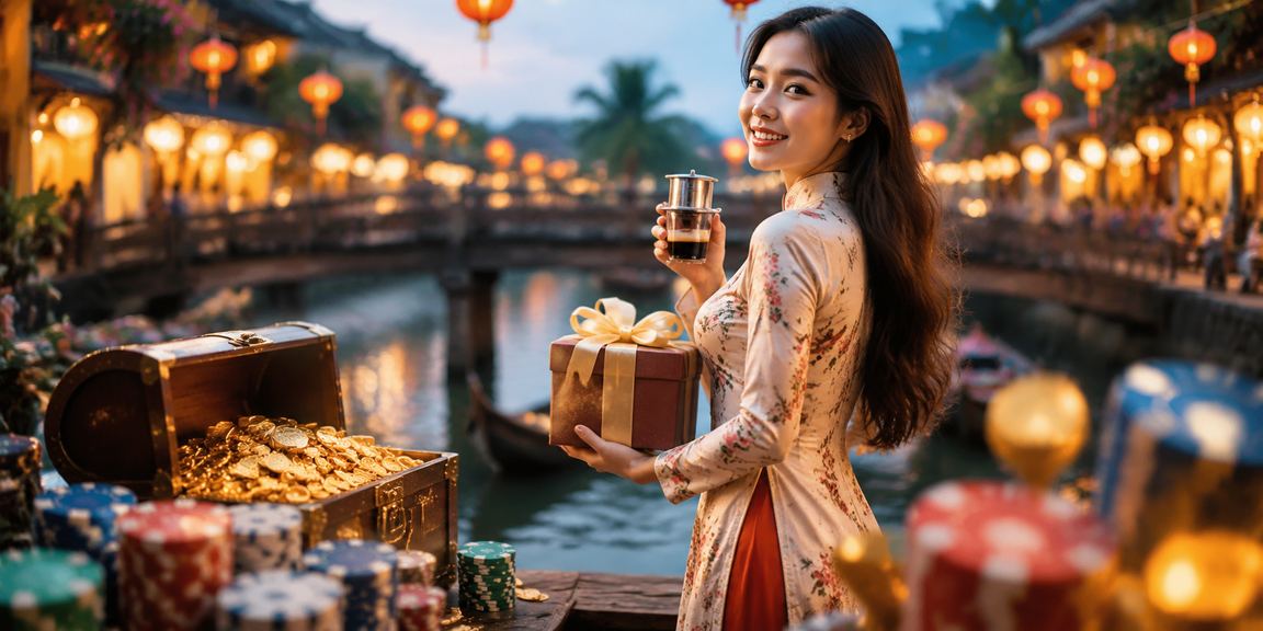 Người dùng tra cứu FAQ gen10 tại quán cà phê Hội An